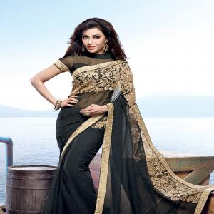 Joyful Black Designer Party Saree
